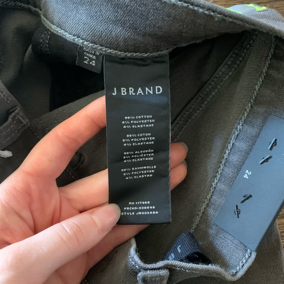 New Jbrand Mid Rise Crop Skinny Jeans Gray with Neon Detail Size 24 Women’s - Picture 8 of 9